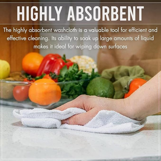 12 Pack Washcloths | Multicolour 100% Cotton Extra Absorbent Face Towels | Soft, Quick Dry Wash Cloths for Bathroom, Spa, Gym, Baby & Travel (12 Packs (12 x 12))