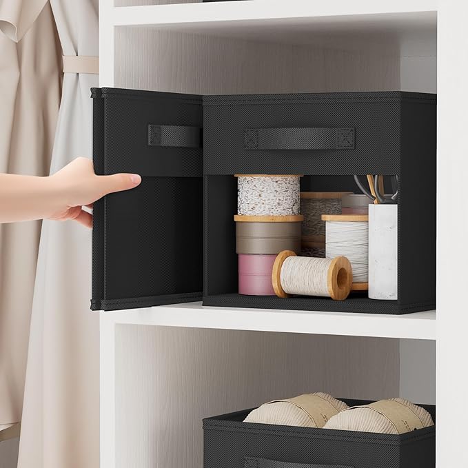 DIMJ Storage Cubes, Cube Storage Bin, 8 Pack Foldable Storage Cubes with Window, Closet Storage Bins with Handle, 11x 11 inch Storage Cubes for Clothes, Toys, Books