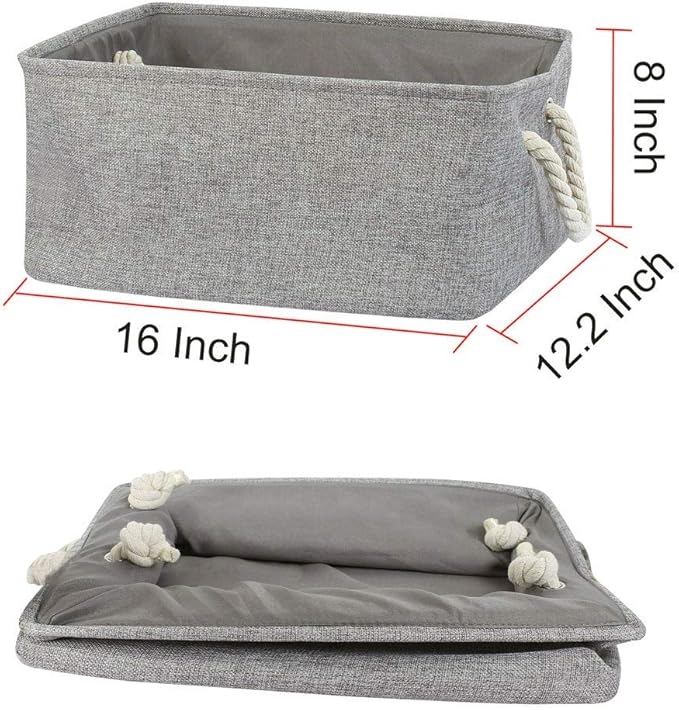 uxcell Fabric Storage Basket with Dual Handles Collapsible Storage Bins for Laundry Clothes Storage Home Organizer for Bedroom Office Closet, Gray Large