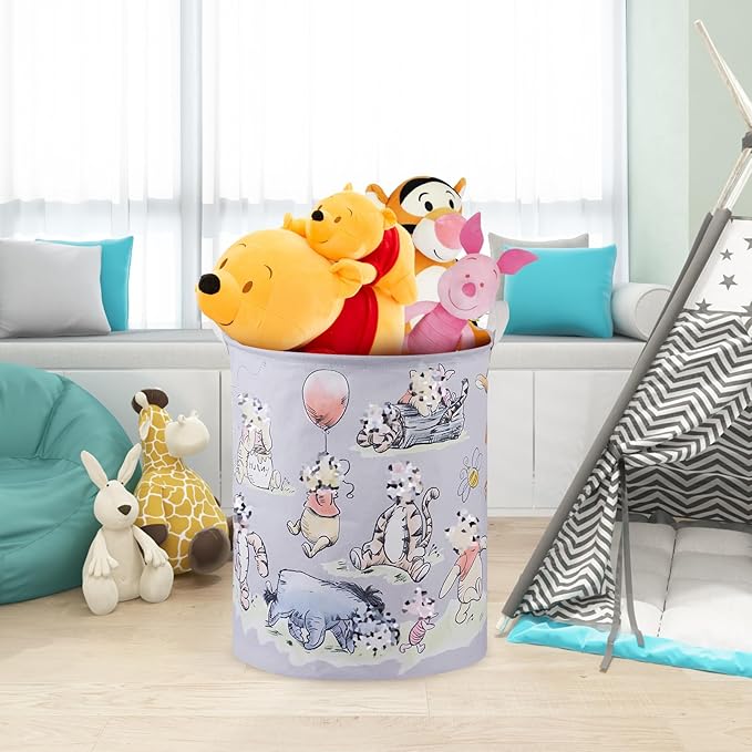 Bear Storage Basket, Nursery Large Hamper Canvas Laundry Basket Foldable With Waterproof Pe Coating,For Kids Boys And Girls, Bathroom, Bedroom, Clothes,Toy Bin