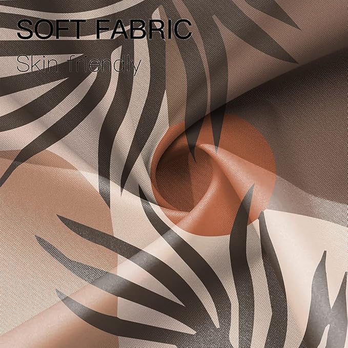 Abstract Mid Century Shower Curtain Boho Brown Leaves Chocolate Sun Shower Curtain for Modern Minimalist Aesthetic Bathroom Decor Waterproof Polyester with Hooks, 72x72 Inch