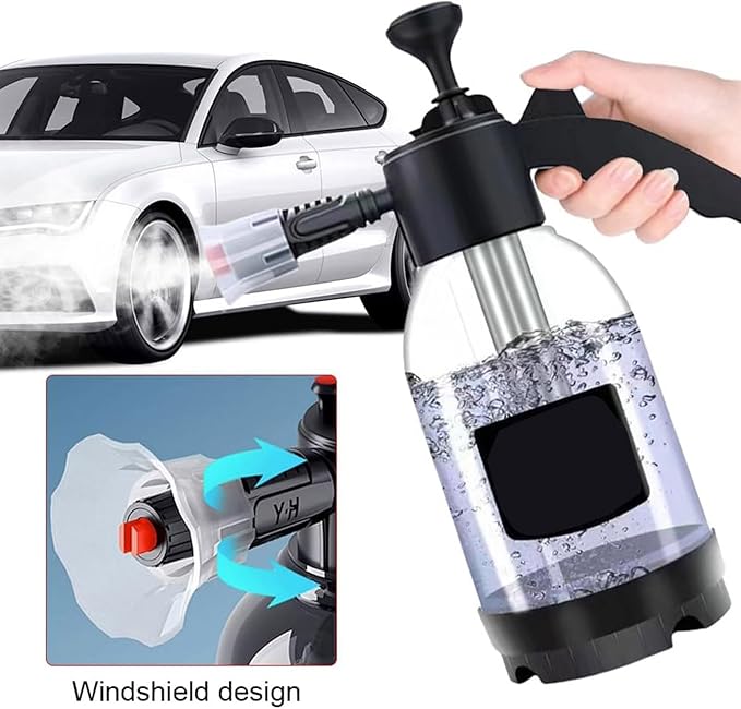 2L High Pressure Car Wash Sprayer, Hand Pressure Snow Foam Car Wash Sprayer, Foaming Sprayer, Hand Pressurized Soap Sprayer for Home Cleaning, Spraying Weeds, Car Detailing, Garden (A, One Size)