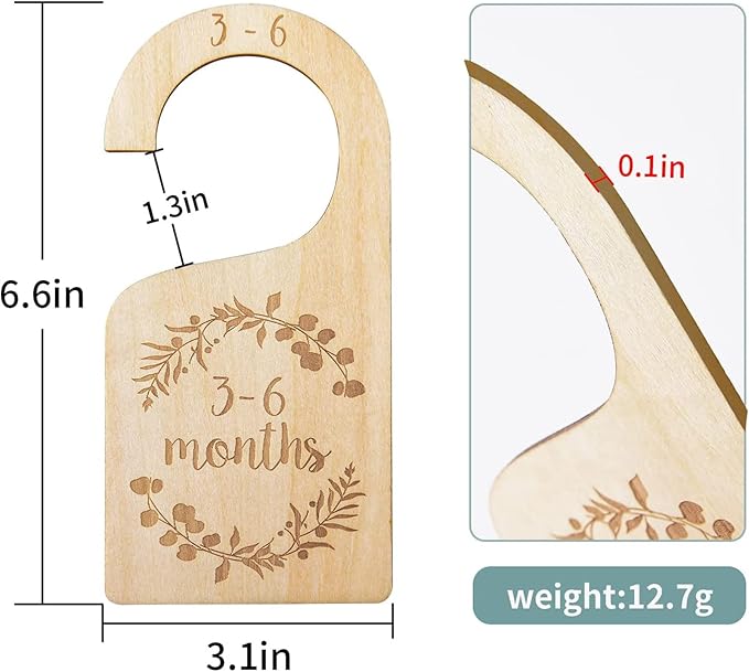 Generic Baby Closet Dividers, 7 Pcs Double-Sided Wooden Baby Closet Organizer from Newborn to 24 Months, Suitable for Home, Nursery Baby Clothes Organizer, Brown
