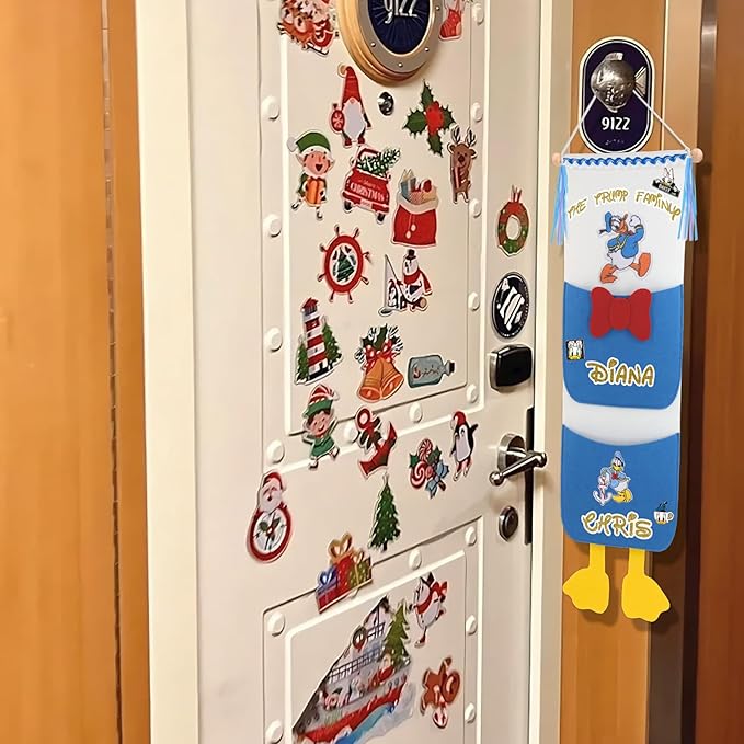 RUNROLE 8 Inch Felt Fish Extender - 2 Deep Pockets, Narrow Width to Right Fit The Cabin Door, HTV Friendly, Easily Customize, 2026&2027 FE for Gift Exchanges and Pixie Dust, Cruise Essentials