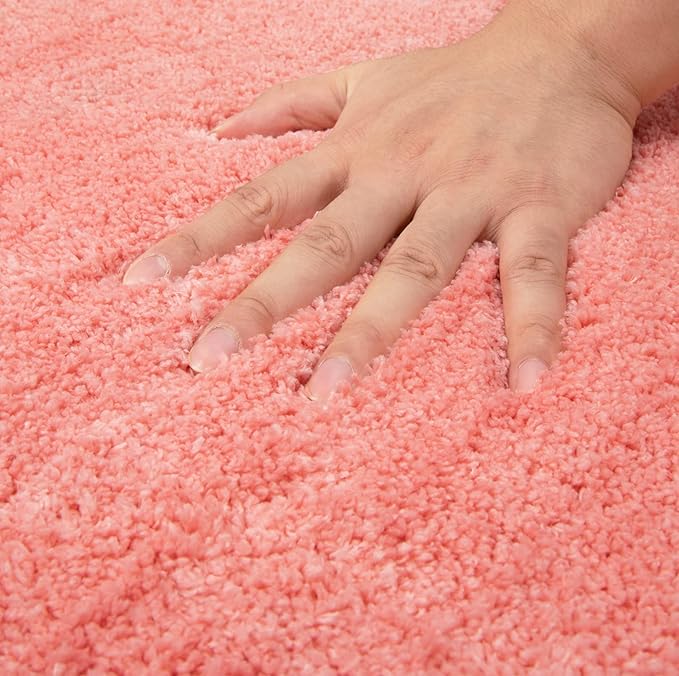 2 Piece Bathroom Rugs and Mats Sets, Soft Bath Mats for Bathroom with Non-Slip Backing, Machine Washable Microfiber Absorbent Bath Rugs (16''x24'' Plus 20''x32'',Pink)