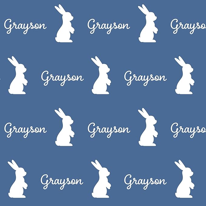 Let's Make Memories Personalized Easter Basket for Kids - For Boys - For Girls - Create Your Own - Fillable - Wicker - Easter Basket Stuffers - Large - Denim Blue Hoppy Bunny