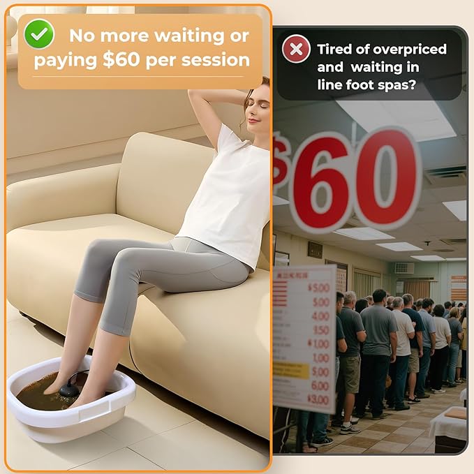 Upgraded Portable Ionic Foot Detox Machine, Foot Spa Bath for Home Use, Foot Cleaner Machine To Remove Toxins with 2 Arrays, Detox Sea Salt