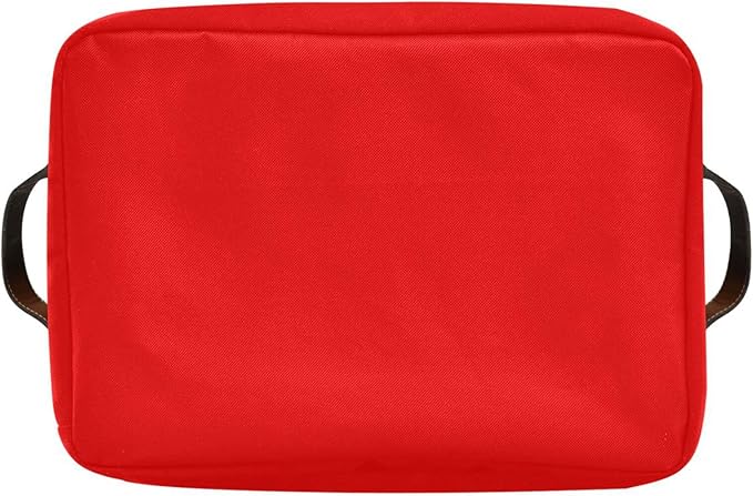 YETTASBIN Red Solid Color Storage Basket 2pc, Large Collapsible Toys Clothes Organizer, Durable Canvas Storage Bin with Handle for Shelves Closet Laundry Home Office Decor