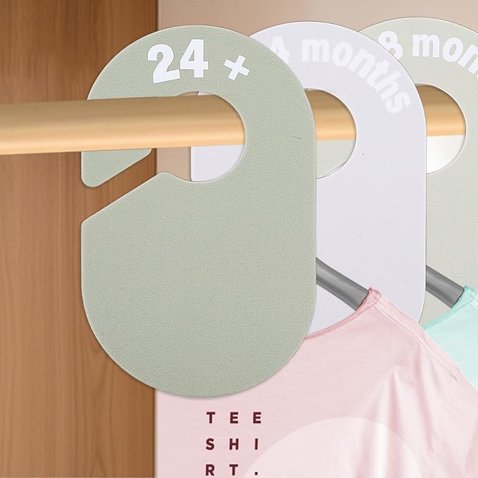 8 Sizes Baby Closet Dividers, Double-Sided Nursery Closet Organizer, Clothes Hanger Dividers Wardrobe Size Markers from Newborn to 24 Months