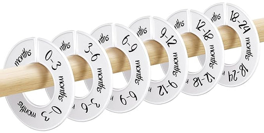 Pro Goleem Baby Closet Dividers Unisex Baby Closet Organizer for Nursery Baby Clothes Size Age Dividers Fits 1.5" Rod 6 PCS