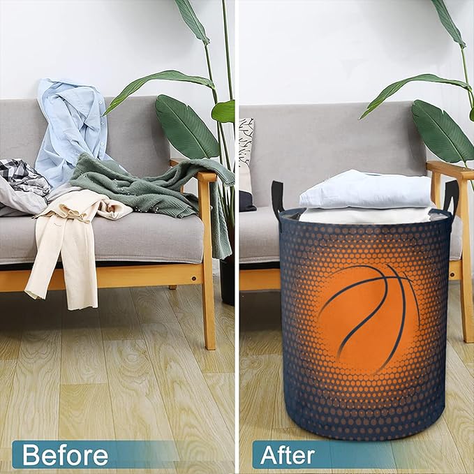 Basketball Laundry Basket Room Décor Hamper Clothes Storage Bucket Toy Organizer Foldable Waterproof Bathroom Laundry Storage Bedroom Large