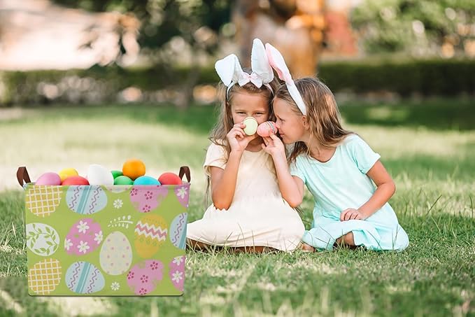 Rectangular Green Easter Basket,Easter Gift Basket Empty,Toys/Books Box,Room Decor(Green Easter Egg)