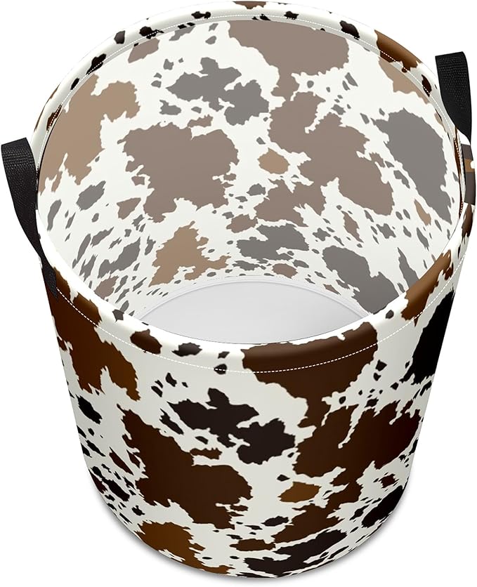 Cows Skin Brown Print Baby Laundry Hamper,Laundry Basket,Waterproof Storage Bin for Bedroom,Clothes Organizer Basket,Toys Box,Room Decor