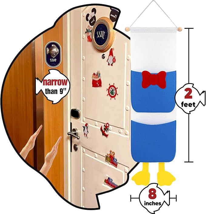 RUNROLE 8 Inch Felt Fish Extender - 2 Deep Pockets, Narrow Width to Right Fit The Cabin Door, HTV Friendly, Easily Customize, 2026&2027 FE for Gift Exchanges and Pixie Dust, Cruise Essentials