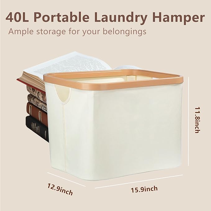50L Foldable Laundry Basket,Versatile Storage Basket with Bamboo Borders for Bedroom,Office,Dorm.Great for Use as a Hamper with Lid, Towel Hamper for Wet Towels,Black,Covered,3 Pack