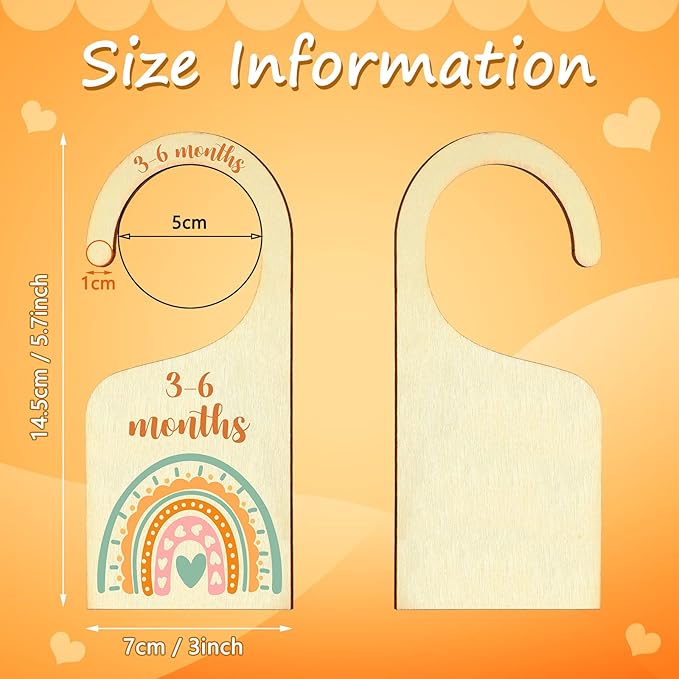 Set of 7 Baby Closet Dividers for Clothes Organizer from Newborn to Toddler Boho Baby Clothes Size Hanger Organizer Rainbow Designs for Nursery Decor