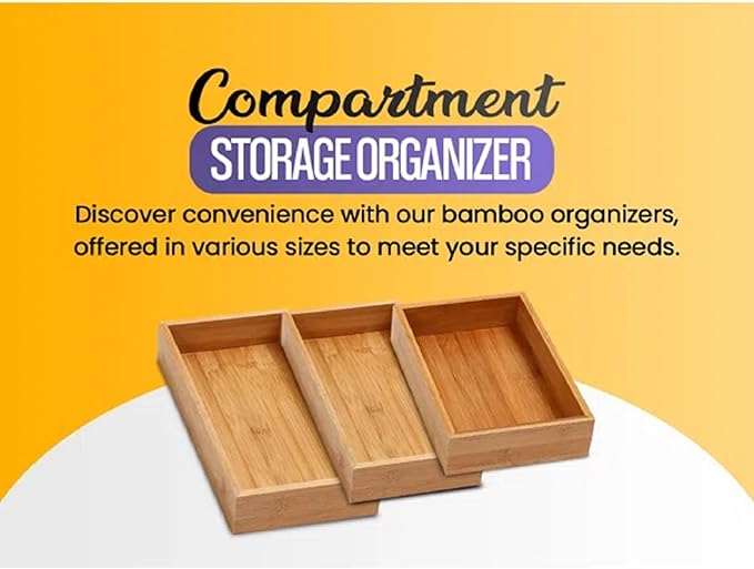 YBM Home Bamboo Drawer Organizer Storage Box for Kitchen Drawer, Junk Drawer, Office, Bedroom, Children Room, Craft, Sewing, and Bathroom, 3x6x2 inch