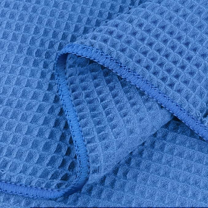 HOMEXCEL Blue Waffle Bath Towels 4 Pack, Premium Microfiber Bath Towels, Ultra Soft, Lightweight, Highly Absorbent Quick Dry Towel for Bathroom, Gym, Shower, Hotel and Spa, 30 x 60 Inch