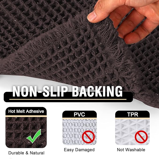 H.VERSAILTEX Upgraded Waffle Runner Rug Super Absorbent Non Slip Bath Rugs for Beside Tub, 24" x 72", Chocolate