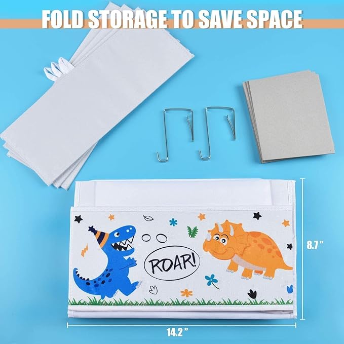 WERNNSAI Dinosaur Over Door Hanging Organizer - Behind Door Storage with 4 Clear Window Pockets for Baby Boys Room Organization Toy Diaper Closet Pantry Bedroom Bathroom Nursery Decor