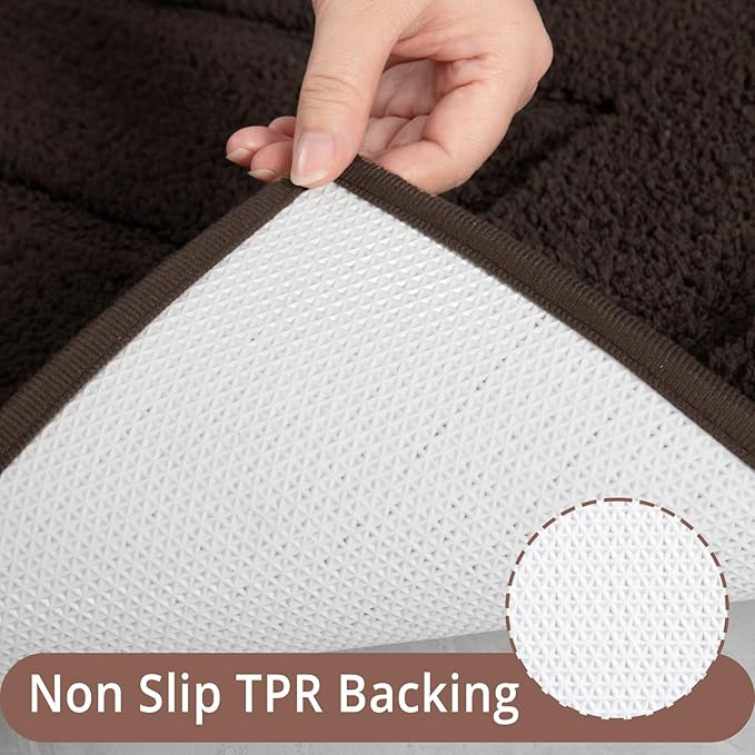 HOMORE Bathroom Rug 24x48 Inch Soft Absorbent Microfiber Bathroom Runner Rug, Washable Bath Runners Rugs for Bathrooms Non Slip Bath Rugs for Shower Tub,Brown