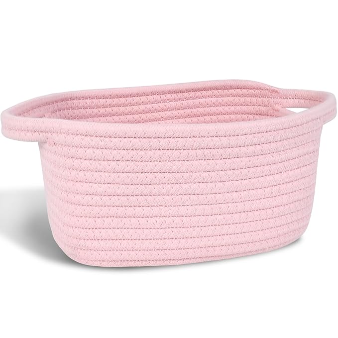 ABenkle Small Storage Basket, Mini Basket, Cute Tiny Cotton Rope Woven Baskets, Shelf Storage, Boho Decorative Toy Storage Bin Gift Baskets