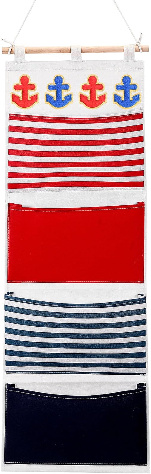 Fish Extender Cruise Gift Hanging Organizer with 4 Pockets and Iron on Anchor Patch Cabin Door Storage Bag 2026 Fe for Cruise Essentials Exchange Gift Pixie Dusting(Red, Blue)