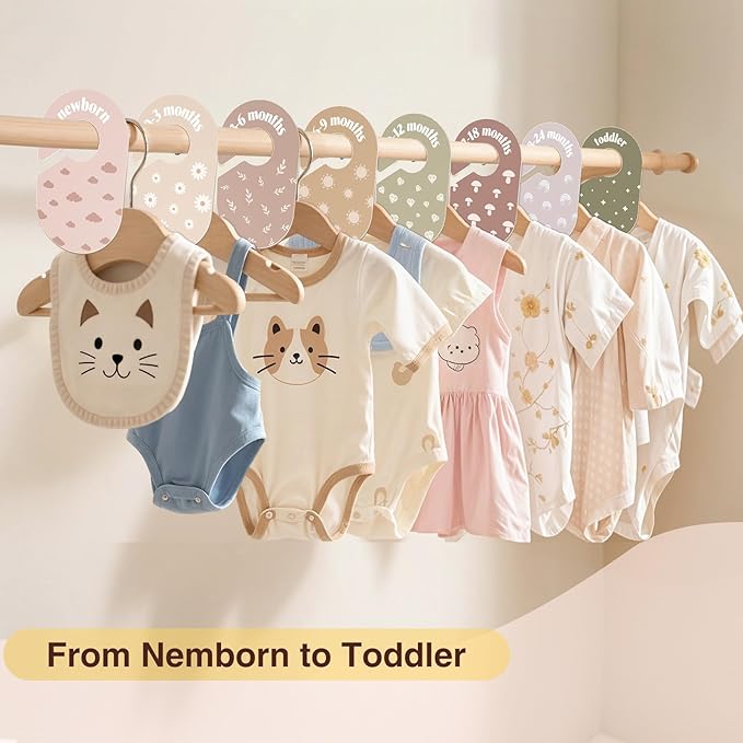 WSICSE Baby Closet Divider, Double-Sided Baby Clothes Organizer Nursery Decor Closet Dividers for baby Clothes 8 Designs from Newborn to 24 Month (Weather