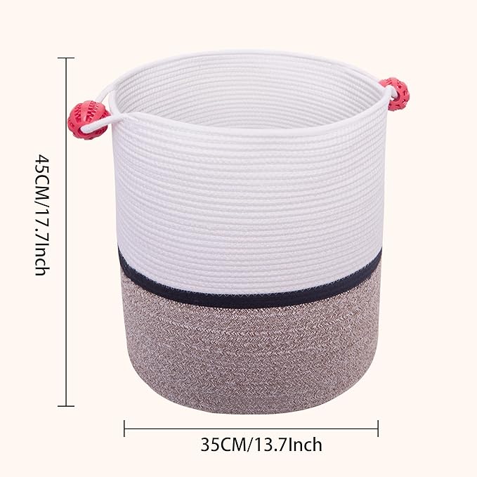 Laundry Baskets Woven Cotton Rope Laundry Hamper with Handles for Decor Storage of Dirty Clothes,Toys and Blankets in Bathroom,Baby Room and Living Room