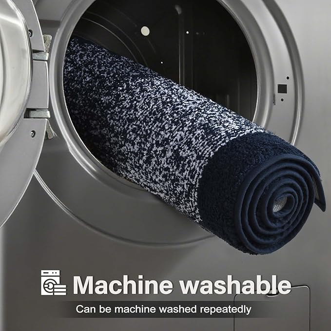 48x32 Large Bathroom Rugs Washable Non Slip, Dark Blue Bath Mat for Bathroom Floor Tub, Soft Absorbent Quick Dry Mats for Shower, Bathtub,Home Decor