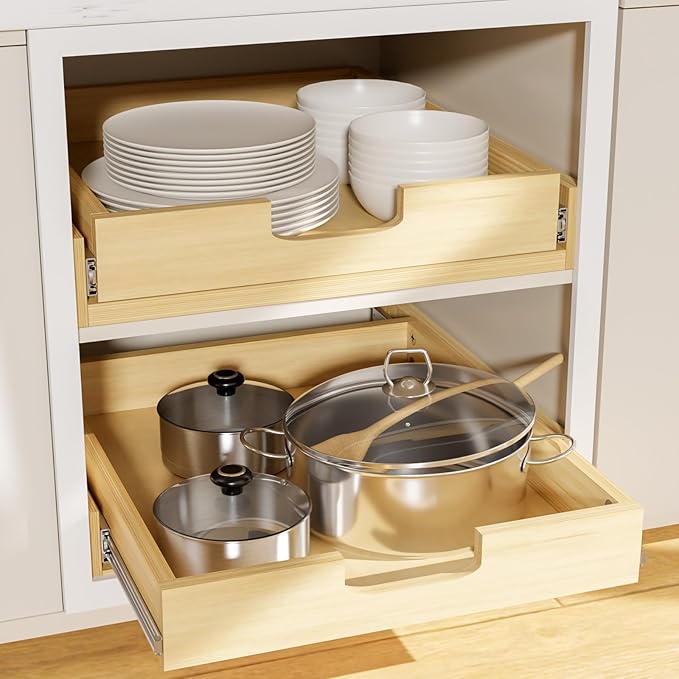 Pullout Cabinet Organizer, 11''W×21''D×3''H Slide Out Shelves for Kitchen Cabinets, Pull out Drawers for Kitchen Cabinets, Pantry, Bathroom, & Storage Organization
