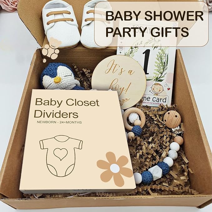 Baby Closet Divider - 3D Double-Sided Wooden Baby Wardrobe Baby Closet Organizer,Daisy design Nursery Decor Clothes Hanger Dividers for Sorting 8 Sizes from Newborn to 24+ Months