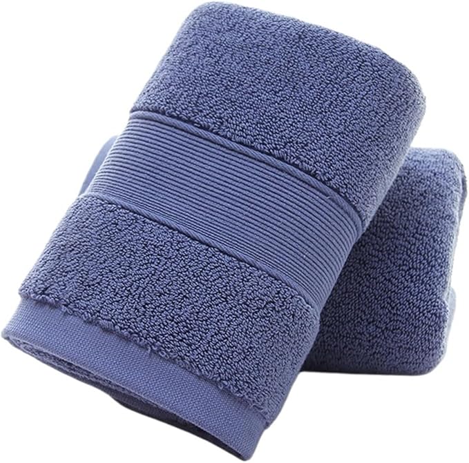3 Pack Pure Cotton Towels, 130g Thick Bath & Face Towels, Highly Absorbent, Soft, 8 Colors(Dark Blue)