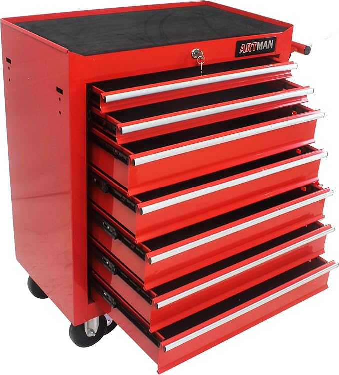 7 Drawers Rolling Tool Chest Cart ,24.2*12.9*29.9"Tool Storage Cabinet With 4 Wheels.Portable Tool Cabinet Trolley With Locking System and Drawer Liners.Tool Storage Cart for Garage,Workshop