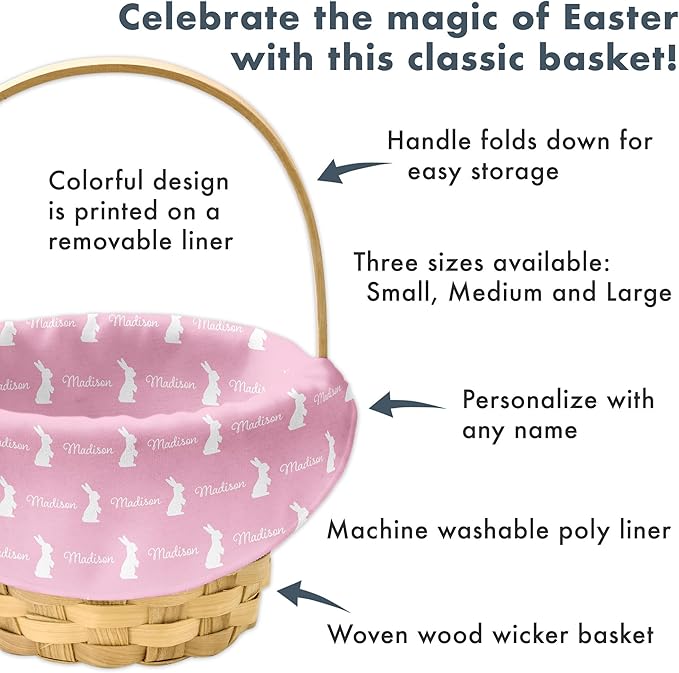 Let's Make Memories Personalized Easter Basket for Kids - For Boys - For Girls - Create Your Own - Fillable - Wicker - Easter Basket Stuffers - Small - Sunset Orange Hoppy Bunny