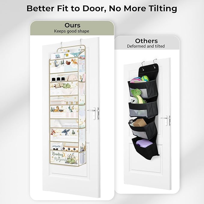 Clastyle Dinosaur Over the Door Organizer Tree Nursery Hanging Storage Organizer for Kids Clothes Diaper Toy Closet Door Hanging Shelf Storage for Bedroom Bathroom Pantry, Magic, 5-Tier