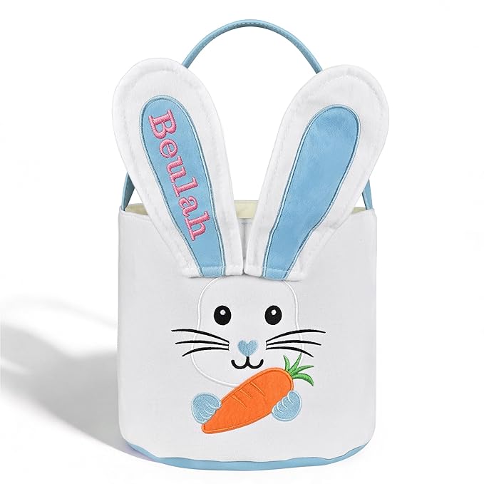 Easter Baskets for Kids - Touber Bunny Easter Basket | Gifts for Boys & Girls and Hunting Party Favor Supplies - Blue Ears