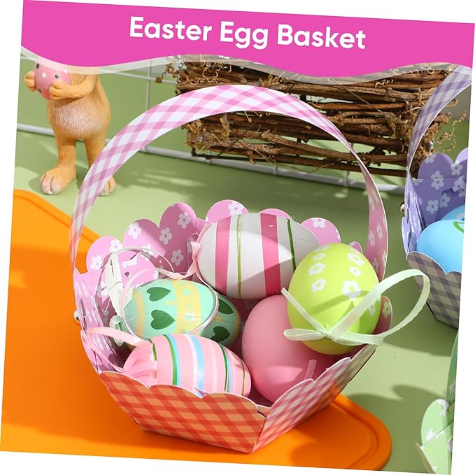 LIFKOME 12pcs Easter Bunny Design Baskets Adorable Storage for Boys and Girls for Easter Candy Treats and Interactive Play Early Education Decor