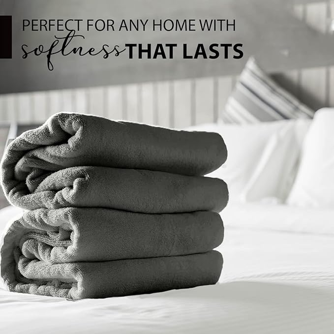100% Cotton Bath Towels, 24x48 Pack of 6 Towels, Quick Dry, Highly Absorbent, Soft Feel Towel, Gym, Spa, Bathroom, Shower, Pool, Luxury Soft Towels (Light Grey, 24x48-6 Pack)