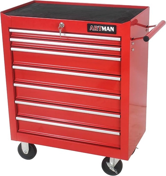 7 Drawers Rolling Tool Chest Cart ,24.2*12.9*29.9"Tool Storage Cabinet With 4 Wheels.Portable Tool Cabinet Trolley With Locking System and Drawer Liners.Tool Storage Cart for Garage,Workshop