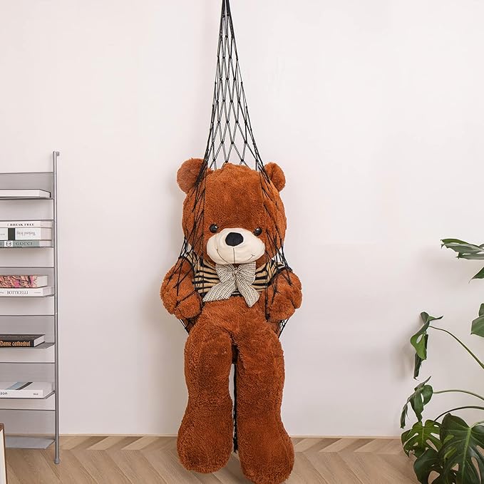 Novel Stuffed Animal Net or Hammock-Ceiling Hanging Net 6.5Ft- One Hook Only! Convenient for Corners, Walls and Ceiling Hanging Net, Stuff Animal Storage for kid room Bedroom Playroom-Black