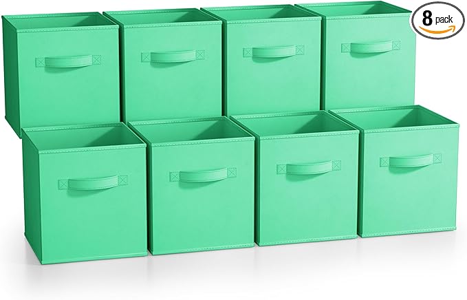Sorbus Fabric Storage Cubes - 8 Foldable Storage Bins for Organizing Pantry, Cubbies, Toy Box - Clothes Storage & Closet Organizer - 11 Inch Collapsible Cube Baskets for Shelves with Handle