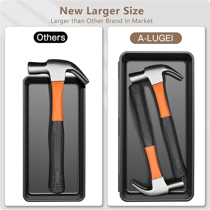 A-LuGei 【𝟰𝟲𝗣𝗖𝗦 & 5 Size】 Tool Box Organizer Tray Divider Set, 【Black】 Bathroom Drawer Organizer Bin, Garage Organization and Storage Toolbox Rolling Tool Chest Cart Cabinet WorkBench Small Part