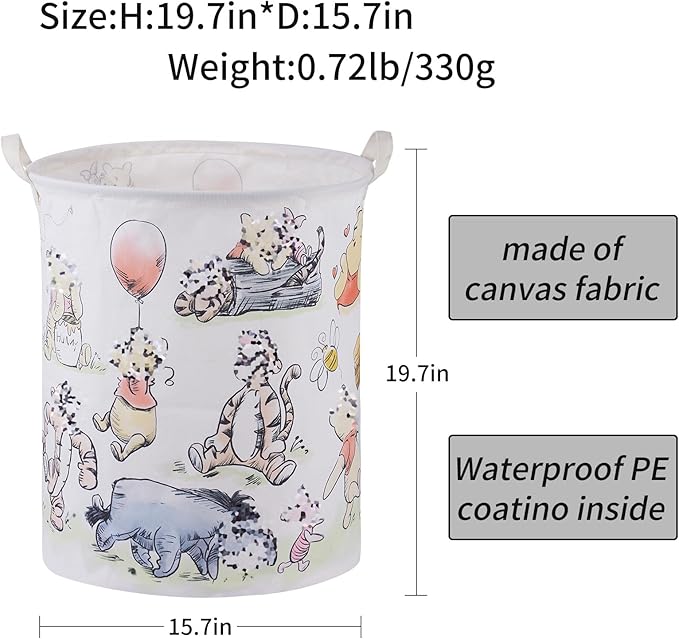 Bear Storage Basket,Nursery Large Hamper Canvas Laundry Basket Foldable With Waterproof Pe Coating,For Kids Boys And Girls, Bathroom, Bedroom, Clothes,Toy Bin