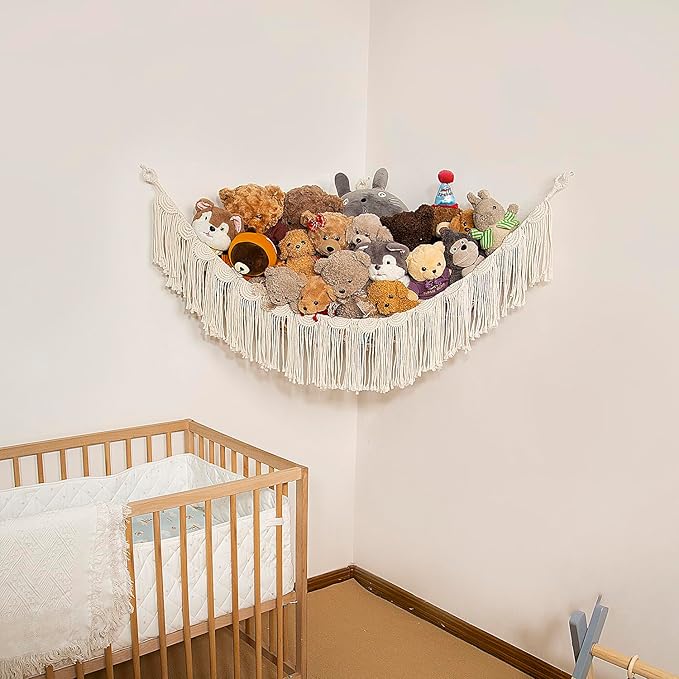 Stuffed Animal Net Hanging Organizer Children's Room Stuffed Animal Toy Hammock for Teddy Net Corner Toy Net for Bedroom Decor
