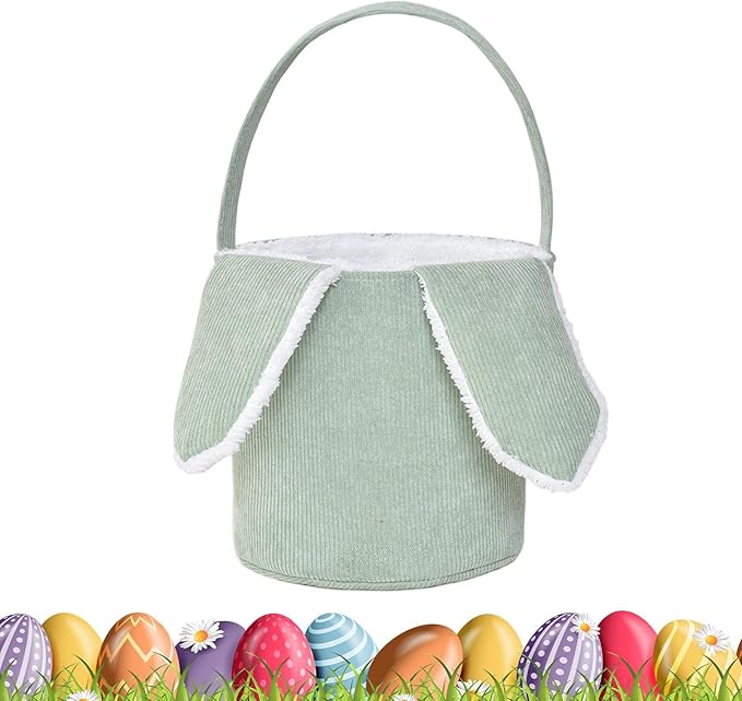 Bunny Egg Hunt Easter Bucket Plush | Easter Bucket Bags With Rabbit Ears,Bunny Ears Baskets For Kids,Easter Bunny Basket,Candy Storage Decorations With Rabbit Ears For Boys Girls