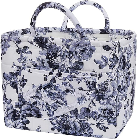 Boho Fabric Storage Basket, Large Capacity Laundry Basket, 12.2'' x 10.23'' x 10.23'' Collapsible Laundry Hamper with Easy Carry Handles (A Multi-Color 1, L)