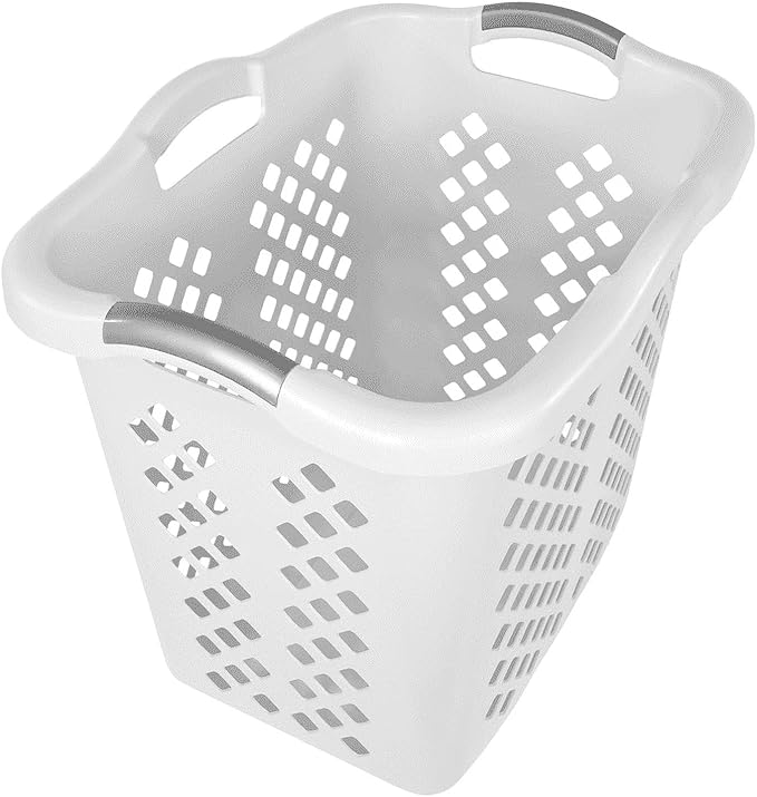 Laundry Hamper Basket with Diamond Pattern, 2 Bushel Capacity, Black, 21.6 x 17 x 18.9 inches (1, White)
