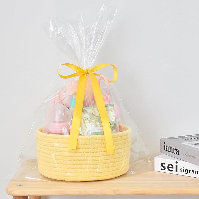 ABenkle 2 Pack Small Baskets, Cotton Rope Woven Basket, Cute Mini Tiny Storage Baskets, Decorative Boho Basket for Nursery Living Room Bedroom Shelf, Empty Gift Basket