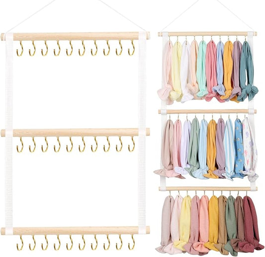 POVETIRE Headband Holder Head Bands Organizer for Girls, Baby Headbands Hair Accessories Organizer Storage Wall Hanging Decor for Nursery Toddler Girls Room